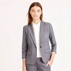 J. Crew Sidney 120s Wool Blazer Light Gray Single Breasted fitted Jacket Size 8P